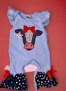 Unisex Cowboy CowGirl Romper New Farmer Red Blue Plaid Ruffle Jumper 0-3 Months - Picture 1 of 7