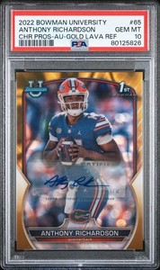 2022 Anthony Richardson Bowman Chrome University Auto Gold Lava PSA 10 /50