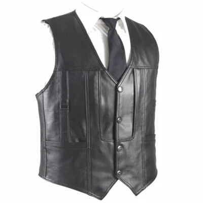 Nuevo Chaleco Hombre Cuero Negro, Chaleco Moto Conductor, Varias Tallas Foto 1 de 4