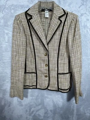 Chaqueta Blazer Jones New York Mujer Marrón Botón Delantero Talla 8 Foto 1 de 4