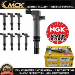 8x Ignition Coil + 8x NGK Spark Plug For Dodge Chrysler Aspen Ram 1500 4.7L V8 - Picture 1 of 8