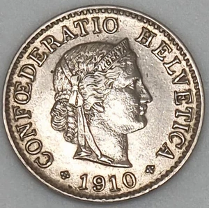 🇨🇭 5 Cent 1910 B - Schweiz - Libertas Kopf - Kupfernickel 🇨🇭 - Bild 1 von 2