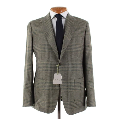 Abrigo deportivo Sartorio Kiton nuevo con etiquetas mezcla de lana talla 52R (42R EE. UU.) a cuadros verdes Foto 1 de 4