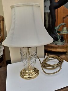 Nice Cut Glass Table Lamp, Brass Coloured Metal Finish with Laura Ashley Shade