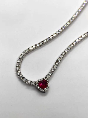 Collana tennis e cuore in argento 925% - Immagine 1 di 4