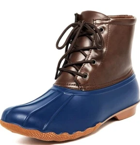 Boots for Women Waterproof Rain Boot Duck Boots Lace-Up Short Ankle Winter Shoes - Picture 1 of 7