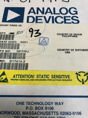 OP77FJ / OP77FJ (BRAND NEW) ANALOG DEVICES  2PC PACK - Image 1 of 4