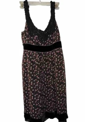 Cynthia Steffe Terciopelo de Seda Floral Oscuro Faircore Para Mujer 10” Caprichoso Gótico Femenino Foto 1 de 4