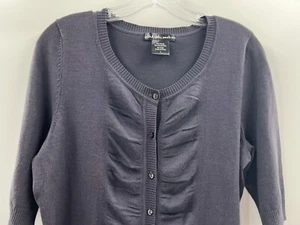 United States Women’s Short Sleeve Dark Gray Button Front Cardigan Soft Size L - Picture 1 of 6