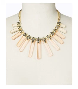 ANN TAYLOR Metallic Lucite Bar Statement necklace rhinestones Gold/grey NWT $98 - Picture 1 of 4