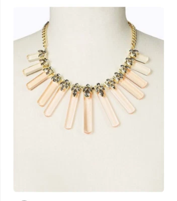 ANN TAYLOR Metallic Lucite Bar Statement necklace rhinestones Gold/grey NWT $98 - Image 1 of 4