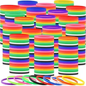 400 Pcs Silicone Wristbands Solid Color Silicone Bracelets Blank Rubber Brace... - Picture 1 of 1