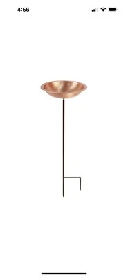 Baño para pájaros con estacas sólidas martilladas ACHLA, cobre satinado - BBHC-02T-S Foto 1 de 3