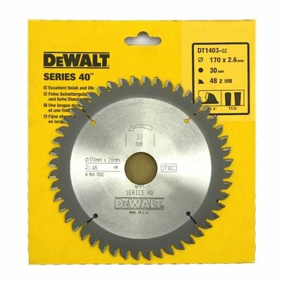 Dewalt DT1403 Series 40 170mm x 30mm 48T TCT Circular Saw Blade Wood & Alu TCG - Image 1 of 3