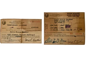 1947 & 1949 California Temporary drivers license Lot 2 San Diego Paper Issues - Picture 1 of 5