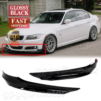 For BMW E90 LCI Base 2009-2012 MP Style Glossy Black Front Bumper Splitter Cover - Image 1 of 4