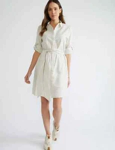NEW Katies 3/4 sleeve cotton stripe casual dress with waist tie (BNWT) - Picture 1 of 3