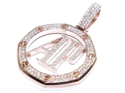 Impresionante colgante de diamantes de corte redondo blanco de 2,75 quilates de oro rosa de 14 k siempre pagado para hombre  Foto 1 de 4