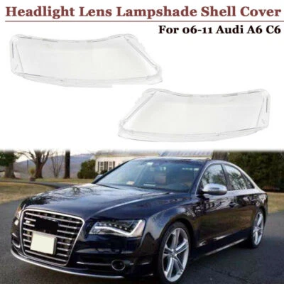 Left+Right Clear Headlight Lens Cover Lampshade Shell for 2006-2011 Audi A6 C6 Foto 1 de 4
