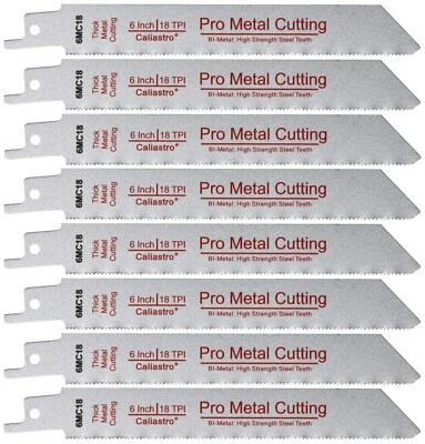 CALIASTRO 6-Inch Thick Metal Cutting Saw Blades for Reciprocating Sawsall Saws - 8 pack