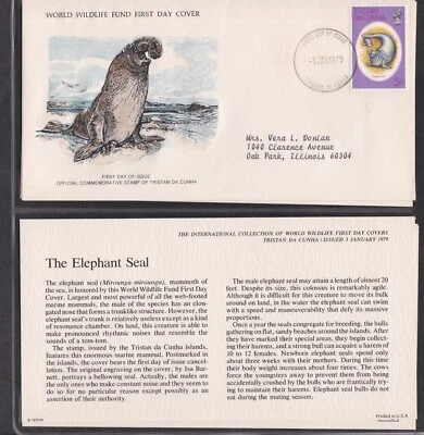 TRIATAN DA CUNHA 1979 4 ОБЛОЖКИ ПЕРВОГО ДНЯ МИРОВОЙ ФОНД ДИКОЙ ПРИРОДЫ WWF + CACHET - Изображение 1 из 4