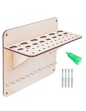 Plywood Tool Organiser Garage Wall Rack Storage Kit Unit / 12 Hooks / 37.5x30 cm