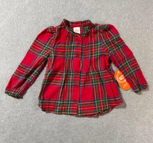 Wonder Nation Blouse Toddler 2T Girls Plaid Red Button Down Long Sleeve - Picture 1 of 8