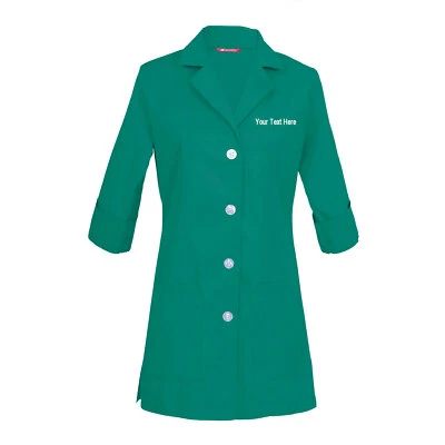 Embroidered Women's 3/4 Sleeve Lab Coat Personalized with your Text - Image 1 of 3
