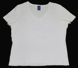 High Sierra White Lightly Ribbed Short Sleeve V-Neck Shirt Women's Size XL - Picture 1 of 7