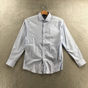Tommy Hilfiger Dress Shirt Mens L Blue Cotton Slim Fit Button Front Long Sleeve - Picture 1 of 14
