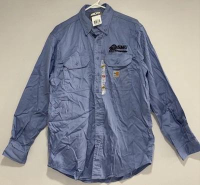 Camisa de sarga ligera con botones Carhartt Fr para hombre M azul manga larga trabajo CAT2 Foto 1 de 4
