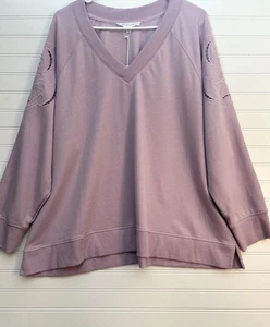 Nuevo con etiquetas Jane & Delancey Mujer 3X Pullover Rosa Polvoriento/Lavanda Floral Mangas Largas - Imagen 1 de 9