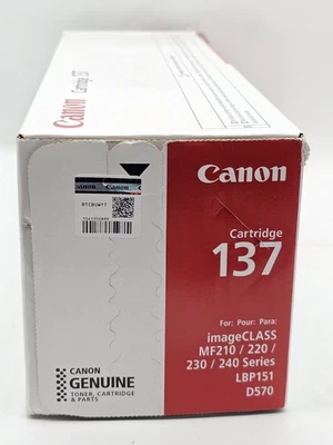 Canon Genuine Cartridge 137 Laser Printer Toner Black One End Open - Image 1 of 4