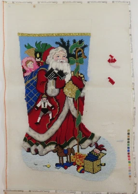 STITCHED NEEDLEPOINT  - Santa Stocking by Lee (2) - Image 1 of 2