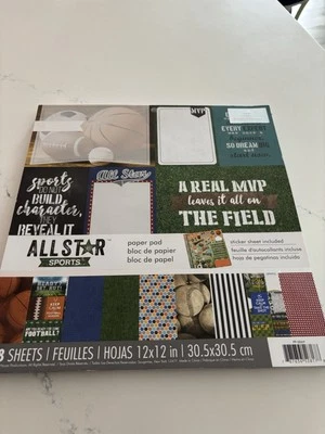 Allstar Sports Collection Scrapbooking Kit 12x12 in Paper Pad 48 sheets - Image 1 of 4