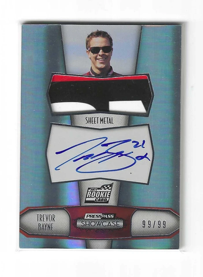 *2011 Showcase RACE-USED SHEET METAL & AUTOGRAPH #61 Trevor Bayne-ROOKIE-#99/99* - Image 1 of 1