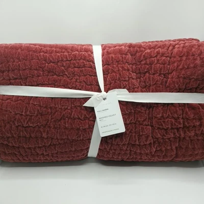 Edredón Pottery Barn Terciopelo Lavado Hecho a Mano Reina Completa Rojo Rubí Nuevo Foto 1 de 4