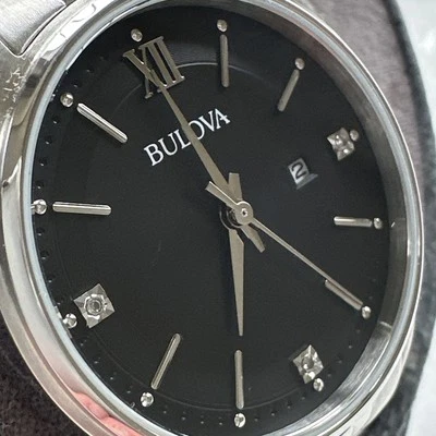 Bulova Women's Quartz Diamond Accent Marks Calendar Silver Watch 32MM 96P226 - Image 1 of 4