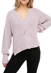 NWT FREE PEOPLE PURPLE COTTON SWEATER SIZE M SIZE L $128 - Picture 1 of 4