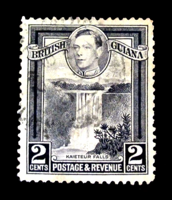 Sello Guayana Británica Naturaleza Cataratas Kaieteur 2 centavos 1949 Usado Foto 1 de 2
