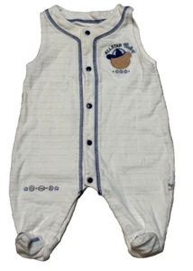 Vintage 2000 Carters 6 Month Cream Sleeveless Romper Allstar Baby Bear - Picture 1 of 9