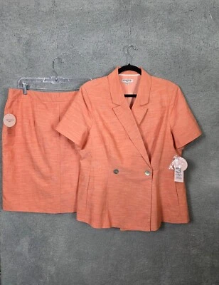 Conjunto Blazer Falda Dos Piezas Nanette Lepore Traje 14W Coral Naranja Sirena Oficina Foto 1 de 4
