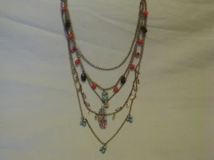 Betsey Johnson 'Crystal Feather' Layered Necklace Bird & Beads NWT Beautiful - Picture 1 of 5