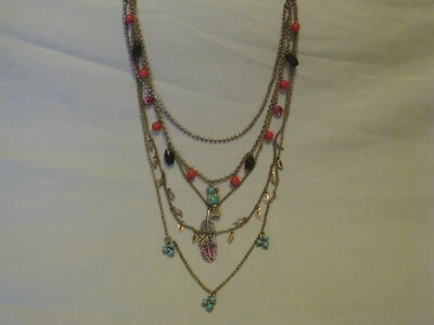Betsey Johnson 'Crystal Feather' Layered Necklace Bird & Beads NWT Beautiful - Image 1 of 4