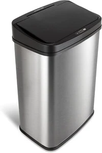 13 Gallon Kitchen Trash Can Automatic Touch Free Garbage Can Lid Stainless Steel - Picture 1 of 9