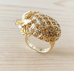 3.0ctw GORGEOUS GENUINE ORANGE GARNET STONE PINEAPPLE RING #7 NEW ! - Imagen 1 de 4
