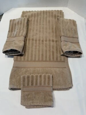 Hotel Collection Cotton 1 Bath Towel, 2 Hand Towels, 1 Washcloth Beige Tan Color - Image 1 of 4