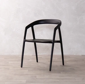 BLACK SCANDINAVIAN STYLE DINING CHAIR SOLID ASH WOOD DINING CHAIR - Picture 1 of 23