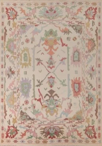 Pink Hand Knotted Oushak Area Rug | Turkish Rug for Living & Bedroom - Picture 1 of 8
