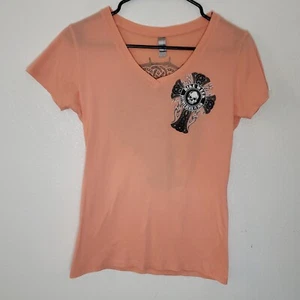 Daytona Beach Bike Week 2020 Women's Large Pink Short Sleeve Graphic T Shirt - Picture 1 of 4